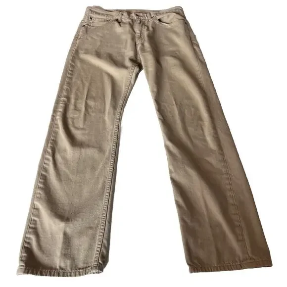 Levi Levi’s 505 jeans khaki pants men’s Tag 33 * 32 brown tan Straight white tag - Picture 1 of 8